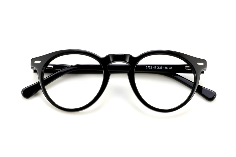 Ацетатная оправа для очков Мужские Винтажные круглые очки по рецепту Женские Ретро прозрачные очки для близорукости оптические очки Nerd Eyewea - Цвет оправы: Черный