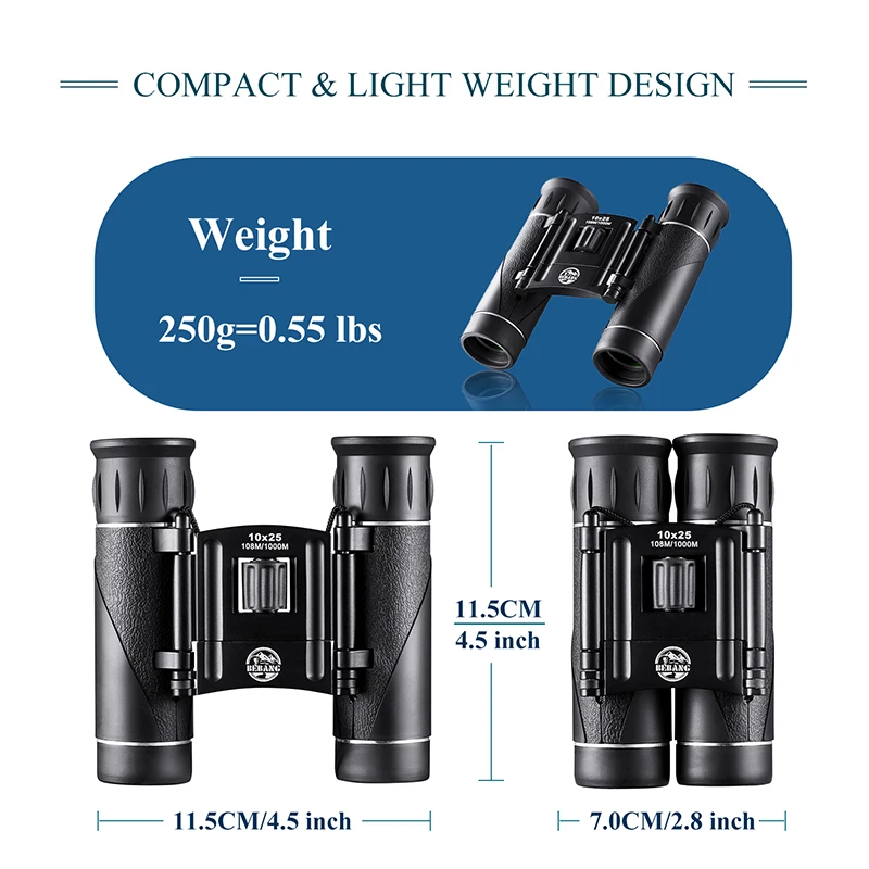 BEBANG Binoculars Compact for Adult Telescope Kids Ninos Prismaticos 10x25 Light Weight Portable Gift Outdoor Toy