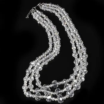 

Sparking 3 rows Silver gray 5.5-14 mm Glassy Elegance Necklace. A distinctive Necklace.