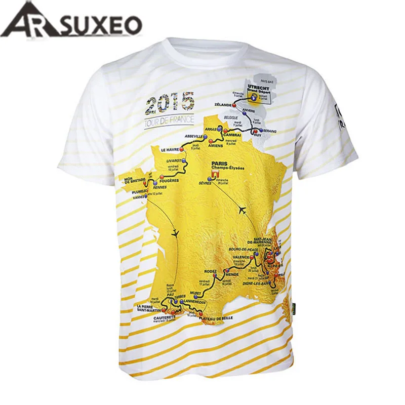 Prix pour Arsuxeo Tour de France hommes manches courtes vélo Maillot vélo vélo Maillot à séchage rapide respirant maillots chemises VTT Jersey Prix pour Arsuxeo Tour de France hommes manches courtes vélo Maillot vélo vélo Maillot à séchage rapide respirant maillots chemises VTT Jersey