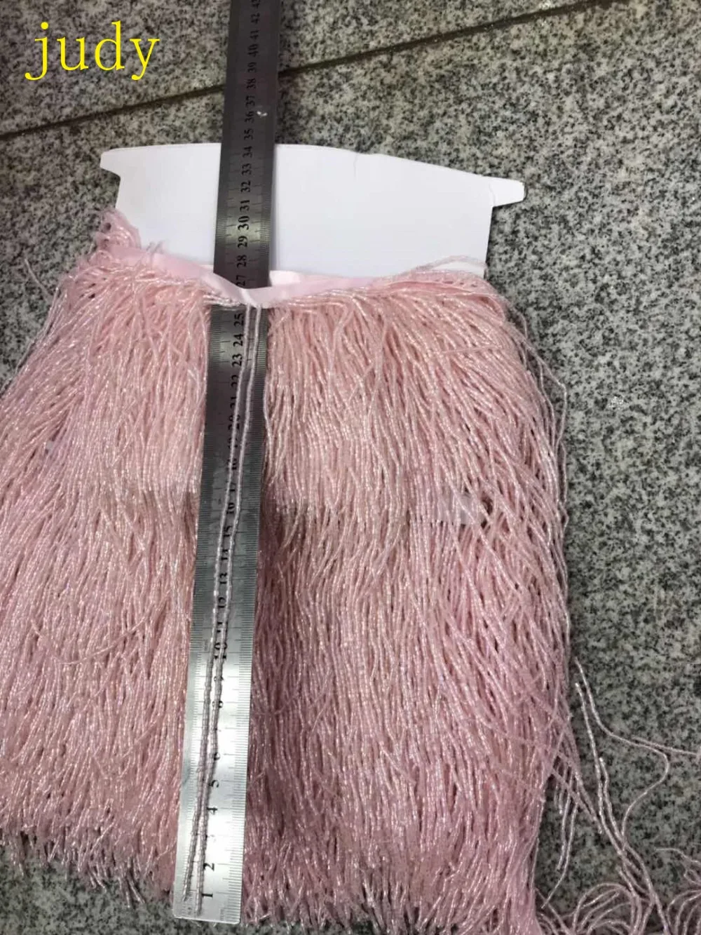 cheap stock 5yard bag ym149# 25cm light pink tassel ribbon beads for the evening dress for stage decoration