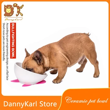 

DannyKarl New 2019 High-End Ceramic Pet Bowl Bullfighting Garfield Flat Face Pet Special Anti-Skid Pet Bowl