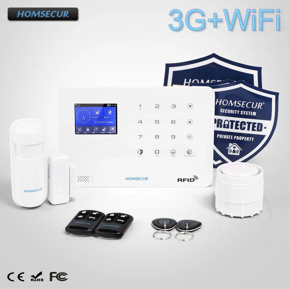 

HOMSECUR Wireless LCD 3G WIFI Burglar Intruder Alarm System With Touch Keypad LA02-3G