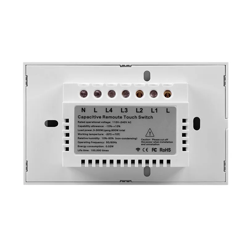 US Standard Remote Touch Switch, 1 Gang 1 Way , White Crystal Glass Panel Touch Switch, Wall Light Switch For Smart Home