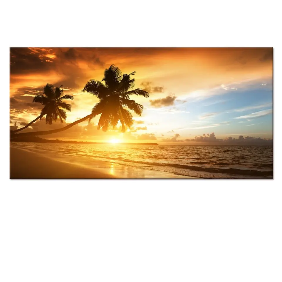 Gold Seascape Leinwand Wandkunst Strand Leinwand Nicht Rahmen