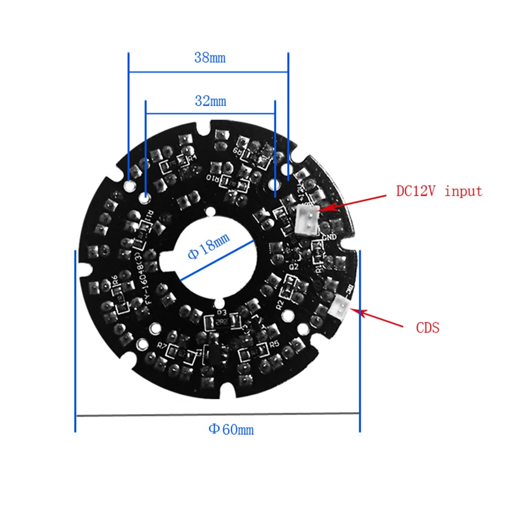 48 LED 940nm IR Infrared Illuminator Board Round Plate IR Illuminator Board Bulb for CCTV Security Camera 