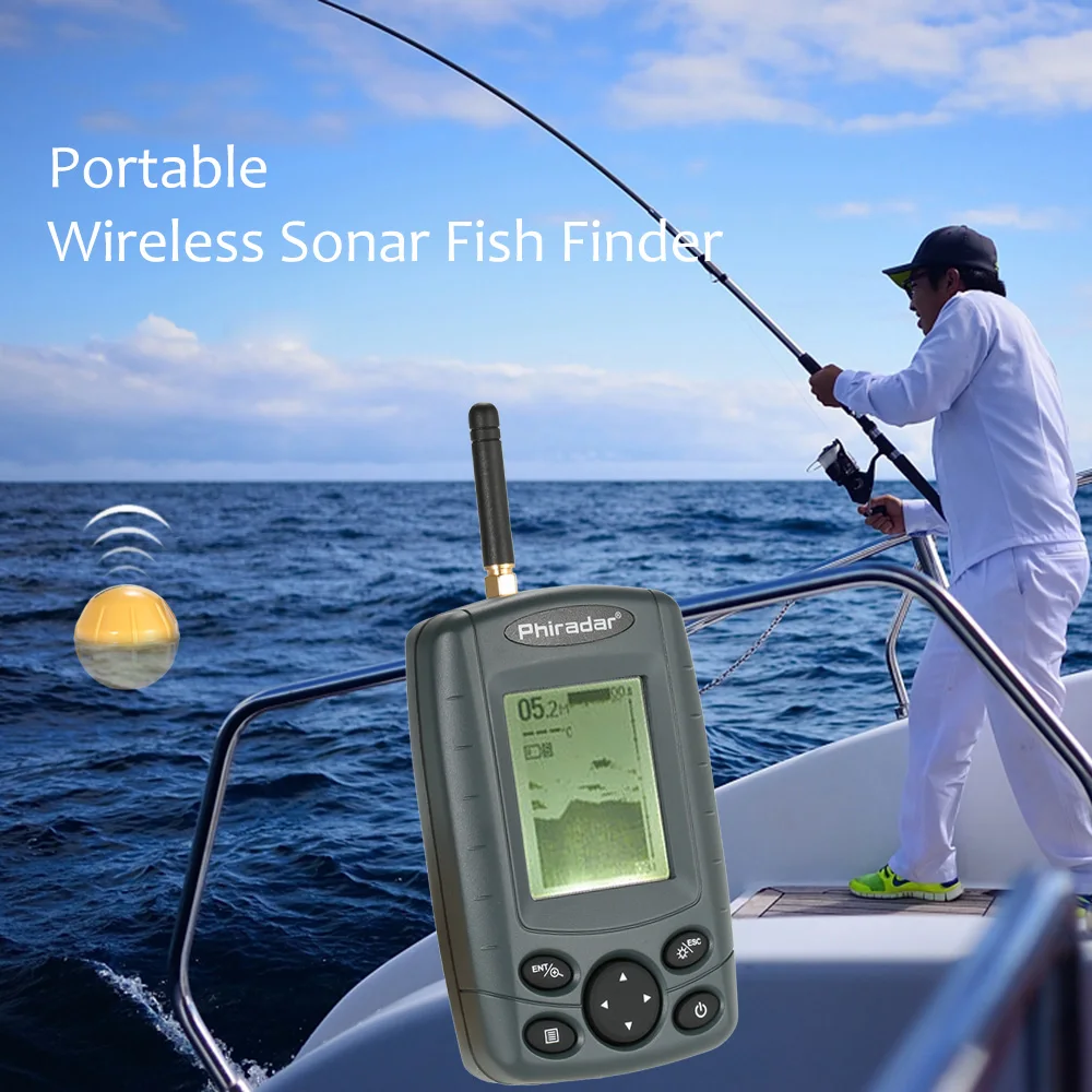 Беспроводной рыболокатор детектор глубины рыбы рыболовные снасти портативный гидролокатор Датчик Открытый 125 кГц рыболовный искатель Pesca