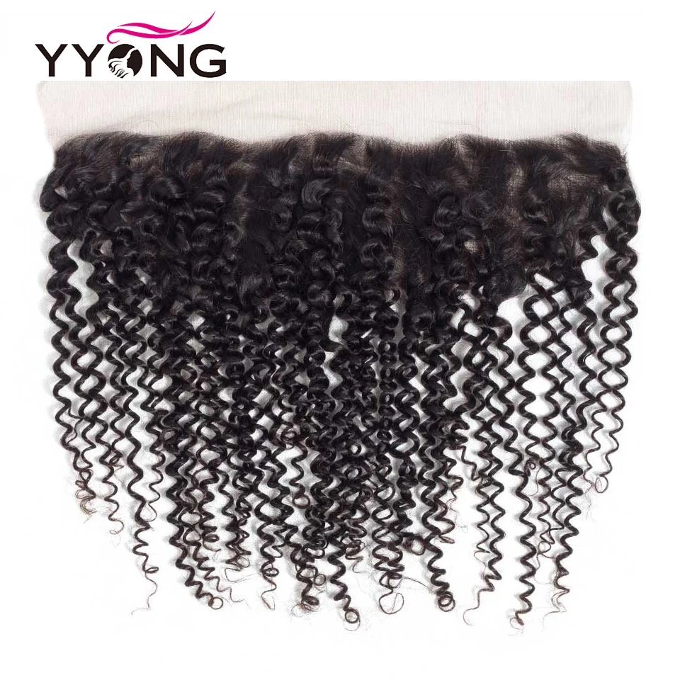 

Yyong Brazilian Kinky Curly Human Hair Lace Frontal Closure 13*4 Ear To Ear Free/Middle/Three Part Swiss Lace Remy Free Shipping