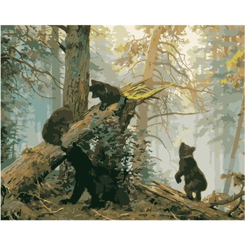 

Painting By Numbers DIY Dropshipping 40x50 50x65cm Brown bear in the mountains Animal Canvas Wedding Decoration Art picture Gift