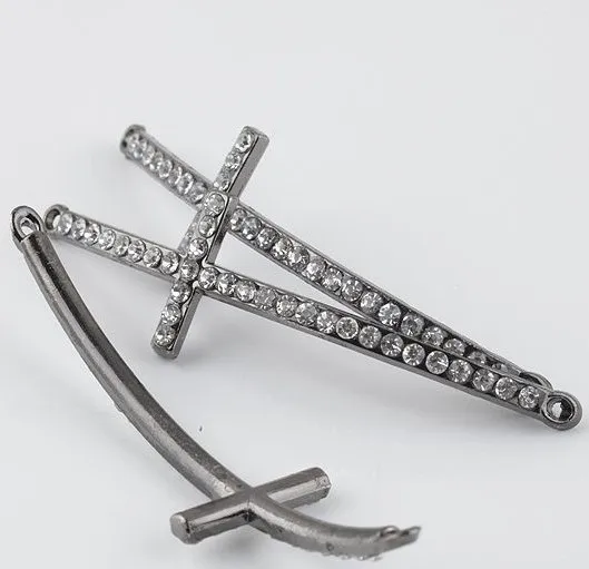 

wholesale 15x52mm Cross Rhinestone Crystal Bracelet Connector Beads Charms Jewelry Findings
