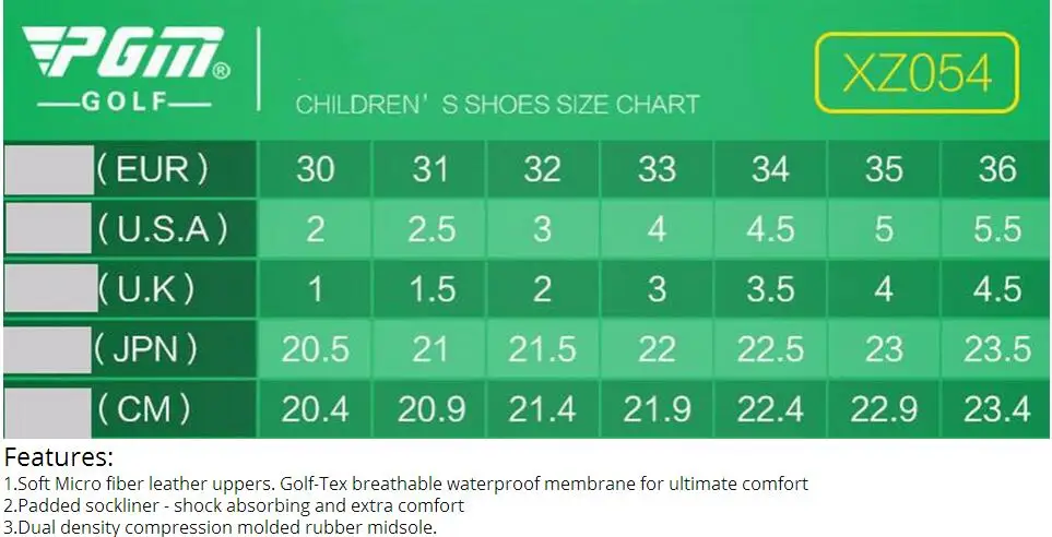 PGM ПУ водонепроницаемые детские туфли для гольфа s противоскользящие дышащие спортивные детские туфли для гольфа мальчики девочки кроссовки четыре сезона 4 цвета