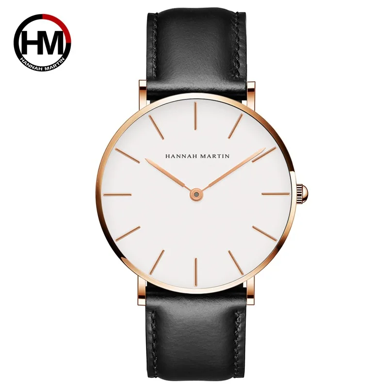 

HMCB01 Reloj Mujer Leisure Ladies Watch Fashion Brand Wrist Watches for Women Leather Strap Waterproof Female Watch Dropshipping