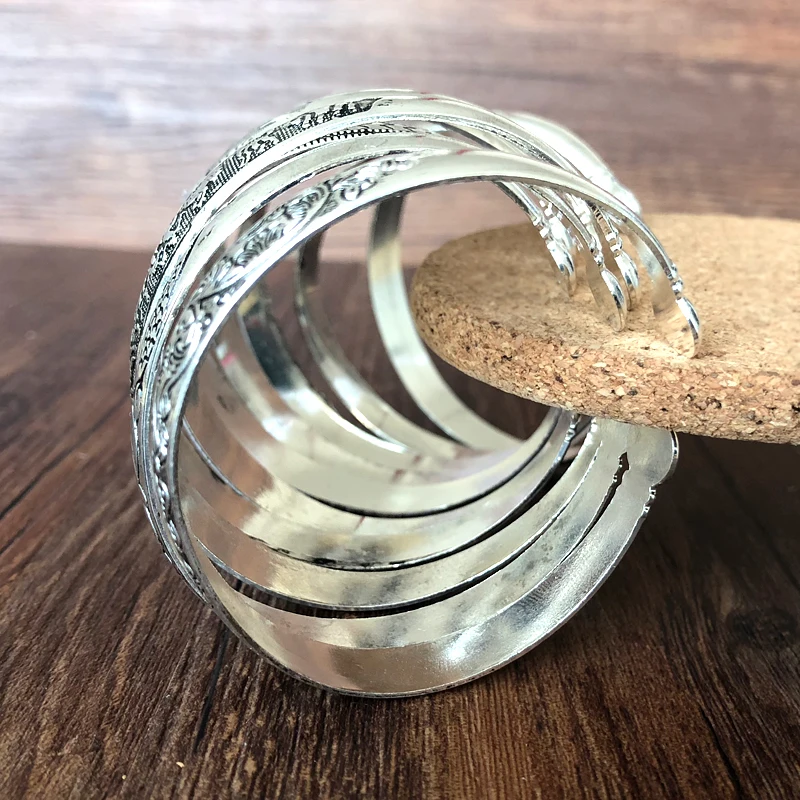 Yumfeel браслет из тибетского серебра Античный Серебряный Браслет-манжета 10 шт./лот