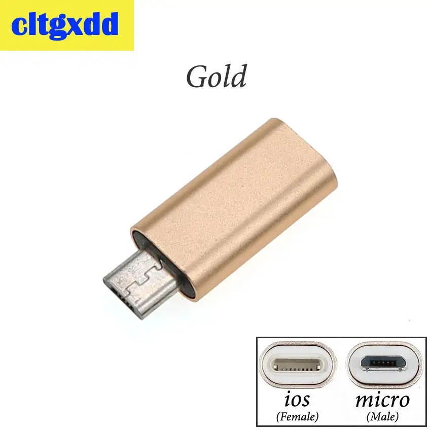 Cltgxdd Micro USB мужчина к 8-контактный ios женский HUB адаптер зарядки конвертер соединитель Адаптер для iPhone, Android - Цвет: Gold