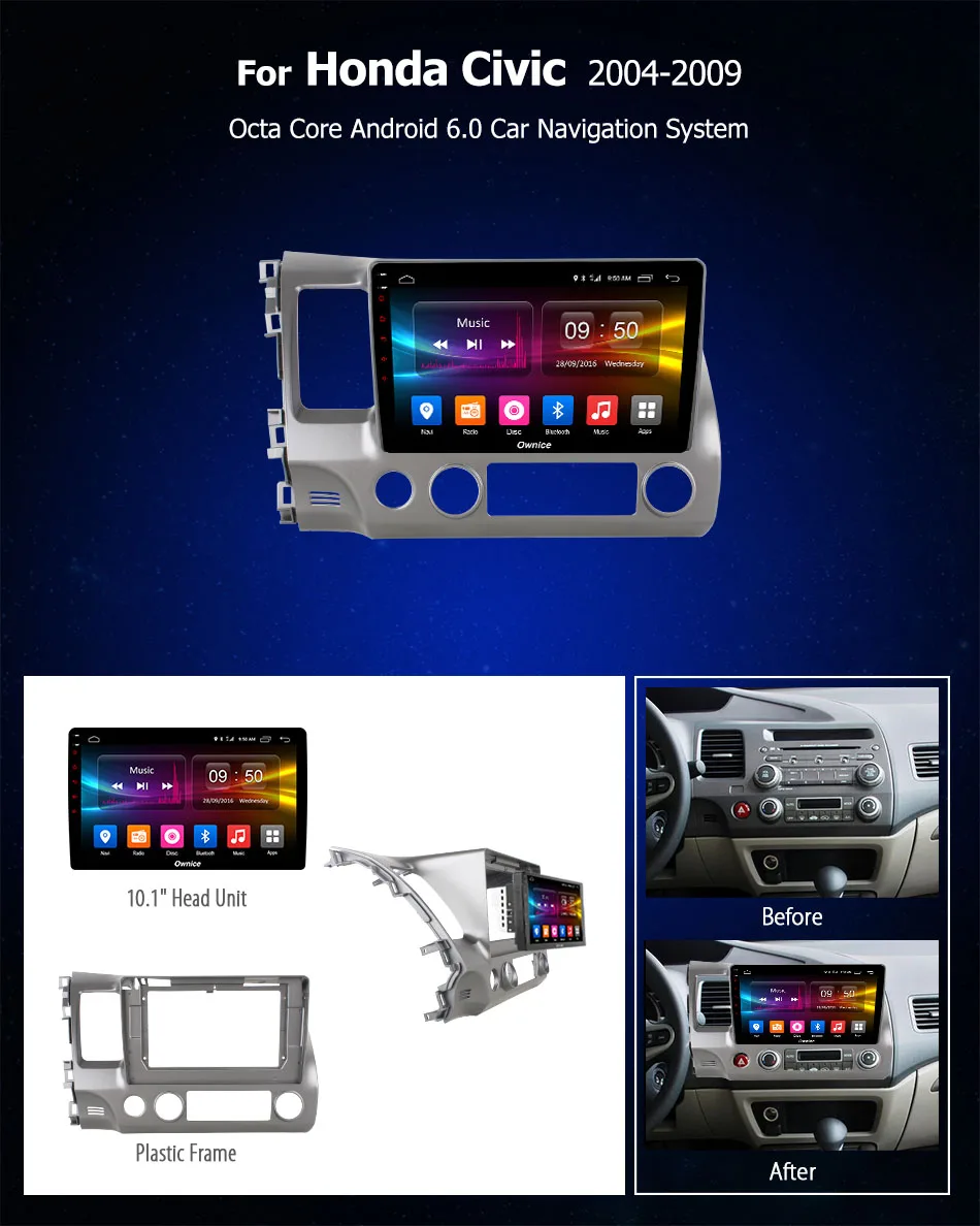 Flash Deal Ownice K1 K2 K3 K5 K6 Android 9.0 2G RAM 10.1" Car DVD GPS For Honda Civic 2004 - 2009 Car Radio Multimedia Stereo Player 4G LTE 5