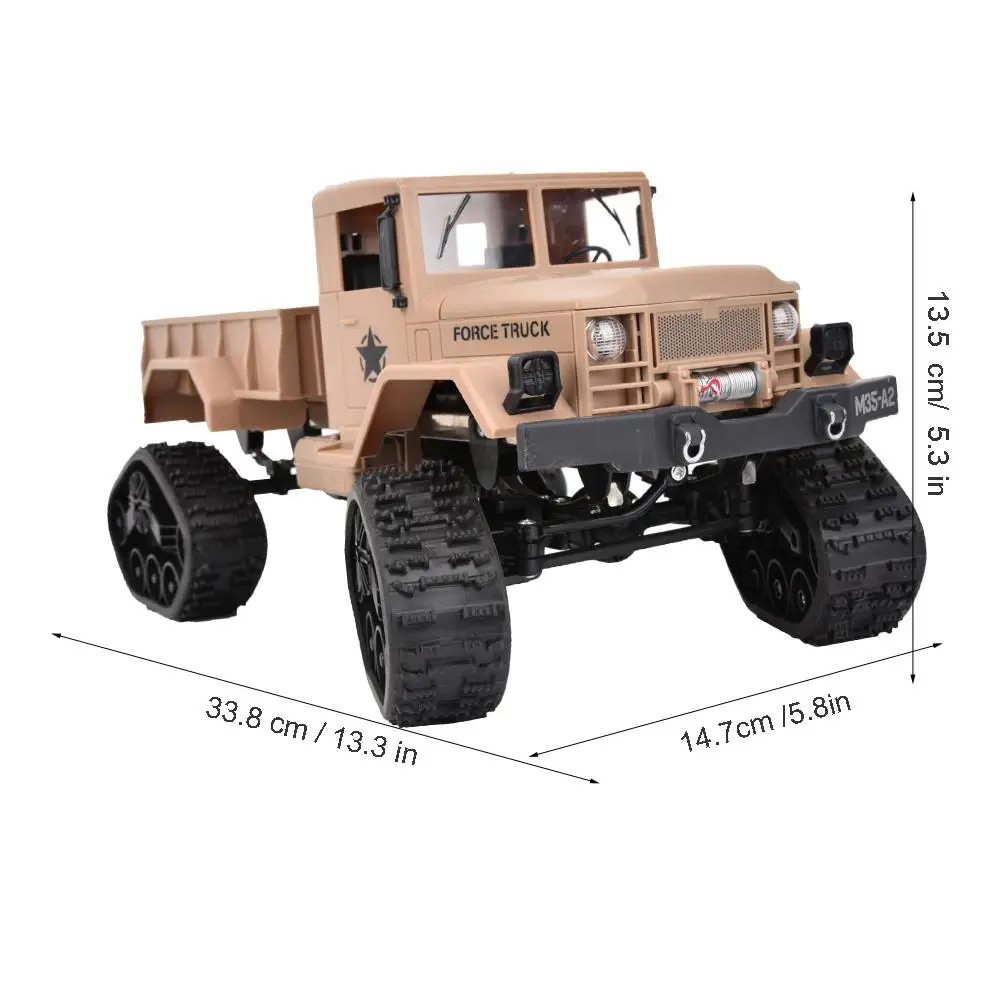 2,4G 1/16 RC военный грузовик дистанционного управления гусеничный автомобиль модель игрушечный автомобиль Высокая Яркость светодиодное освещение Высокая Имитация RC багажник - Цвет: Without Camera