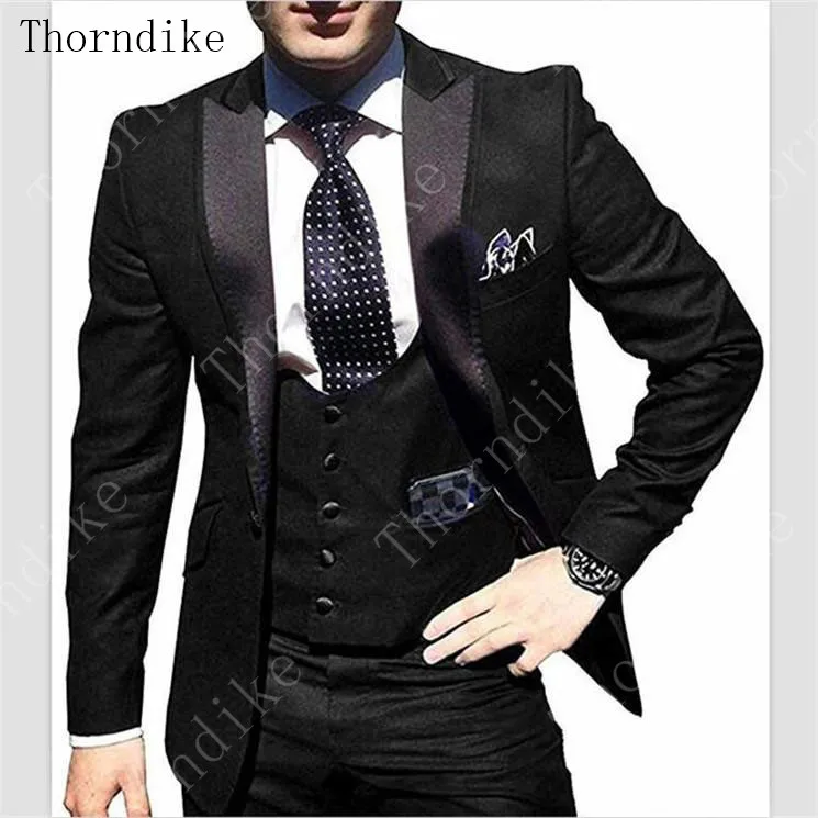 Thorndike/Новые бордовые мужские смокинги с заостренными лацканами, мужские свадебные костюмы/Выпускной/ужин trajes para hombre(куртка+ брюки+ жилет