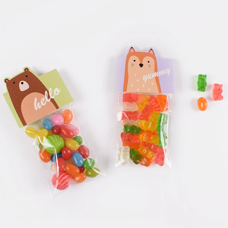 Us 2 99 20pcs Cute Cartoon Food Animal Card Head Candy Food Packaging Bag Biscuit Chocolate Baking Wedding Party Supplies Decorative Bag In Gift