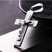 Персонализированные Иисуса христианский крест титана стали ожерелье кулон серебро горячая распродажа