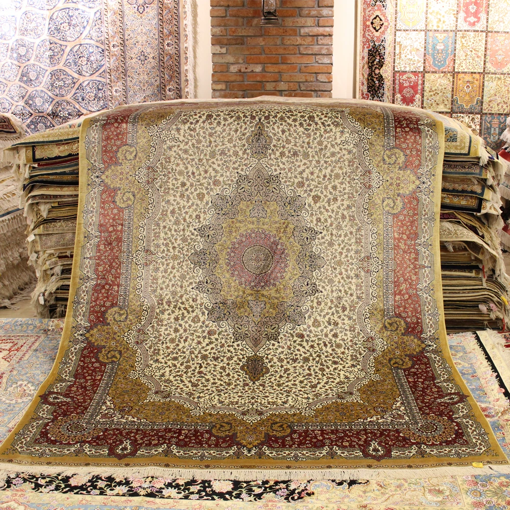 YILONG 6'x9' Persian Handknotted Silk Carpet Furniture Oriental Area Rug (YL0285)in Rug from