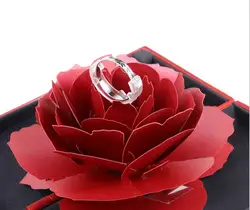 Складная Роза кольцо коробка для женщин 2019 Творческий Jewel хранения бумага случае небольшой Подарочная коробка кольца