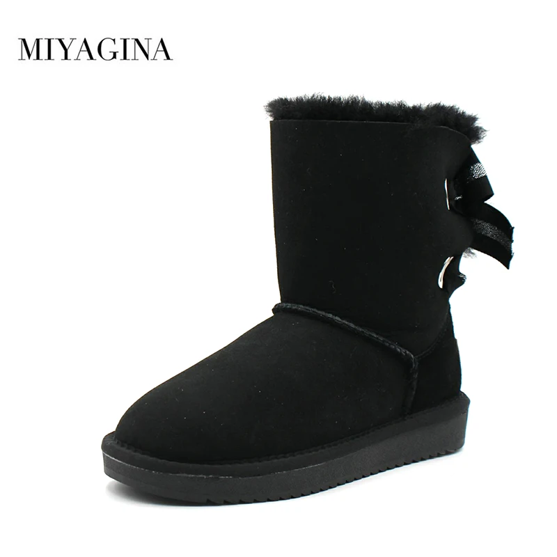

100% Genuine Sheepskin Leather Women Snow Boots Australia Boots Warm Winter Natural Fur Boots Woman shoes