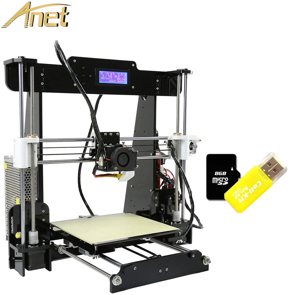  Cheap!!!Anet A8 Large Printing Size Precision Reprap Prusa i3 3D Printer Kit DIY With 10m Filaments Aluminum Hotbed LCD Video 