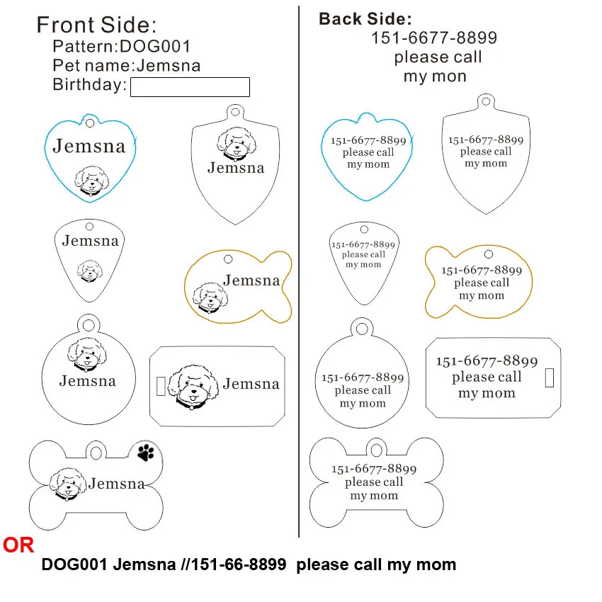 Бирка для собак, щенков, котят, домашних животных, идентификационная бирка, аксессуары, индивидуальная идентификационная бирка для собак, кошек, имя и телефон и выбор узора, гравировка