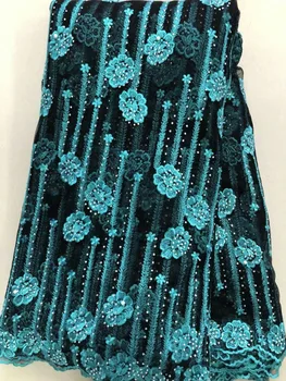 

2018 Latest French Nigerian Laces Fabric With Rhinestone For Wedding Dress High Quality African French Tulle Lace Fabrics A698