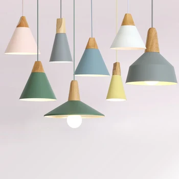 E27 Pendant Lights Restaurant/Bar Lighting Wooden Aluminum Shade Pendant Lamps Light Fixture rural pastoral pendant lights wood glass restaurant bedroom lamps lighting 4 heads white wooden pendant lamps za