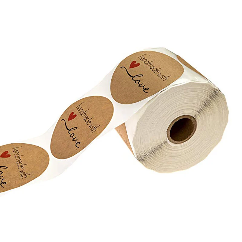 1,5 дюймов круглый натуральный крафтовый наклейки ручной работы Скрапбукинг для упаковки клей Спасибо наклейки этикетки для печати канцелярские принадлежности