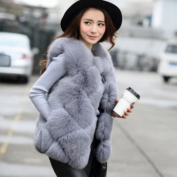 

New 2019 Winter Women Fashion Faux Fur Vest Female Slim Warm Gliet Artificial fur Coat Waistcoat High-Grade Faux Fur Coats PC152