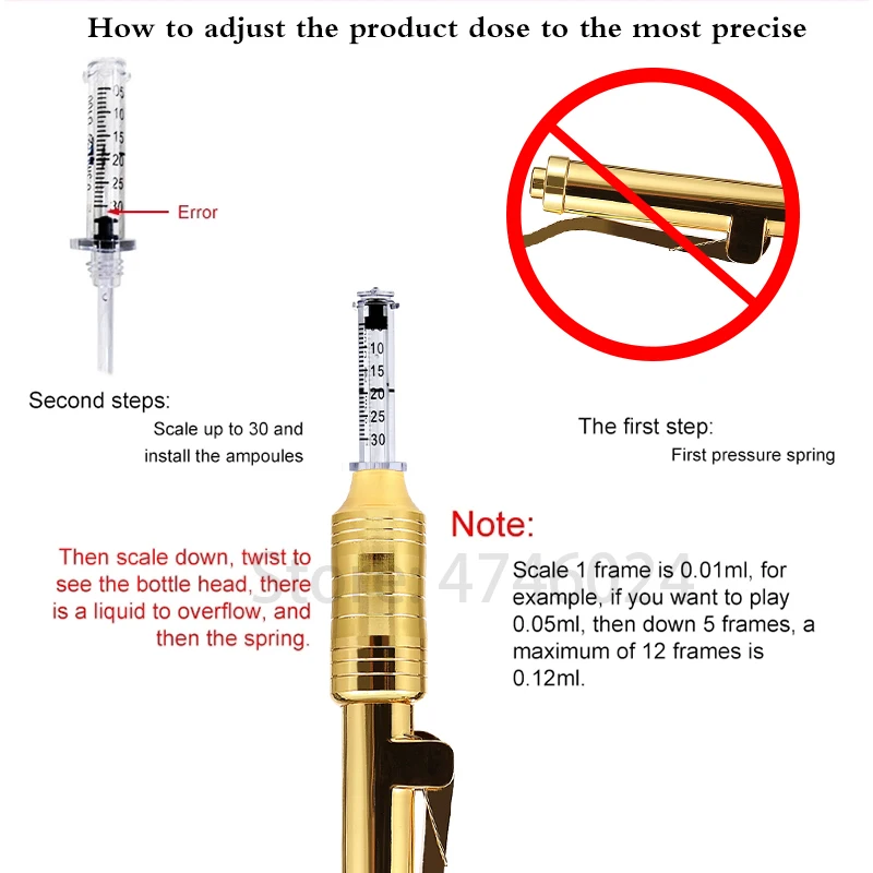 No Needle Noninvasive Nebulizer Gold Hyaluronique Pen 0.3ml Hyaluronic Acid Injection Guns For Lip Filler Wrinkle Removal Beauty
