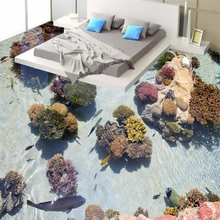 Modern 3D floor painting bathroom mural HD Coral Modern Art non-slip waterproof thickened self adhesive PVC Wallpaper sticker