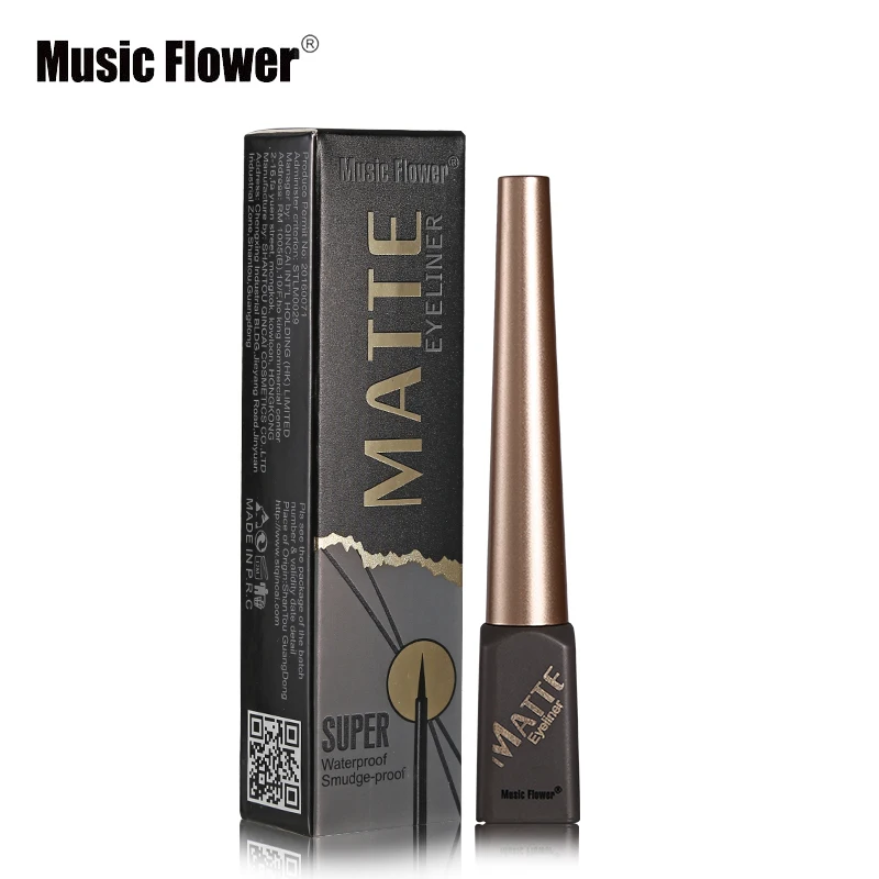 Music Flower Matte Black Liquid Eyeliner 24H Long Lasting Waterproof Quick-dry Eyeliner Pen Makeup Smooth Full Pigmnet Eye Liner