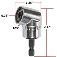 זווית ישרה 7pcs 1/4 Bits מקדחה אינץ Hex Shank עצמי מרכוז ציר + 1pc 105 מקדחה תואר זווית ישרה + 1pc מחזיק Socket Extension זווית (3)