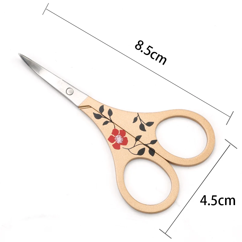 Позолоченные лепестки изогнутые головки ножницы для бровей Макияж триммер для лица для удаления волос маникюрные ножницы инструмент для кутикулы ногтей