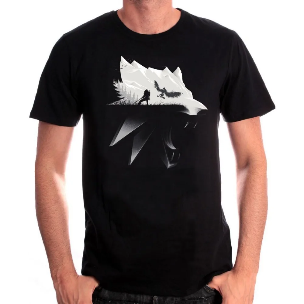

High Quality Design Crew Neck The Witcher 3: Wild Hunt Wolf Short Sleeve T Shirts For Men