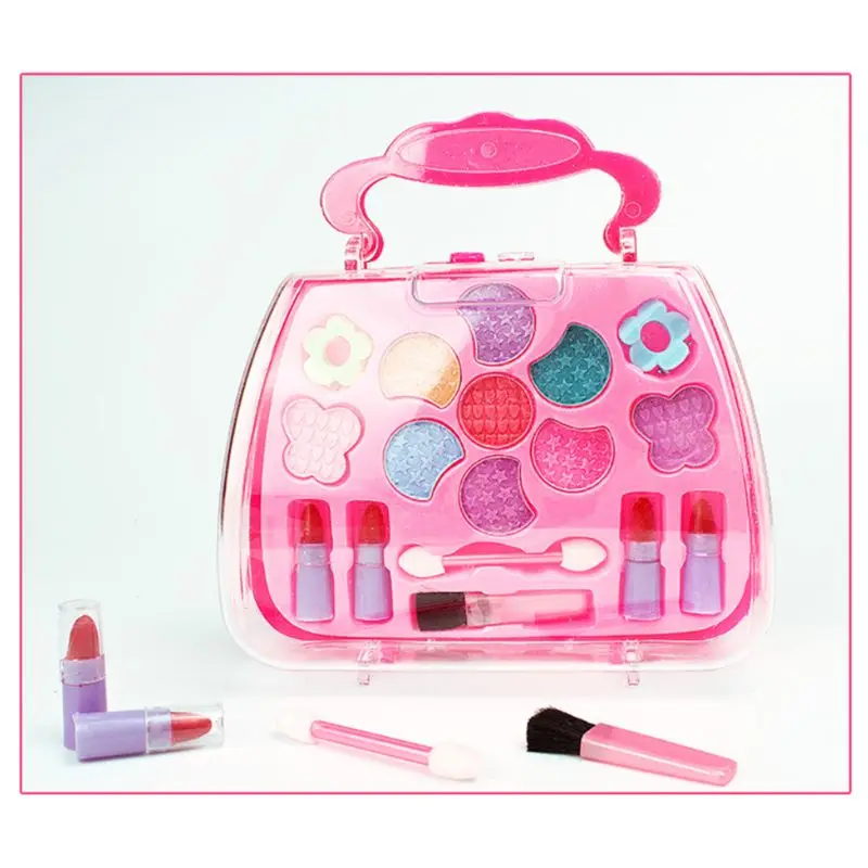 Special Price for  Safe Non Toxic Children Girl Princess Makeup Set Eyeshadow Lipstick Brush Kit Pretend Play Educatio