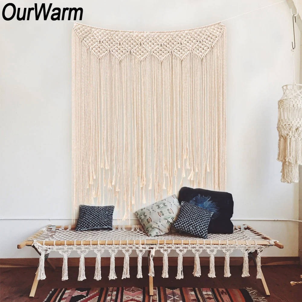 Ourwarm Macrame Curtain Handmade Tapestry Diy Photo Backdrop Living Room Wall Hanging Boho Wedding Baptism Party Decoration Decorative Tapestries Aliexpress