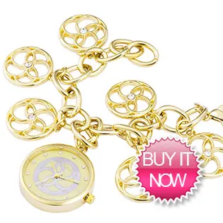 Relógio de pulso dourado para mulher com