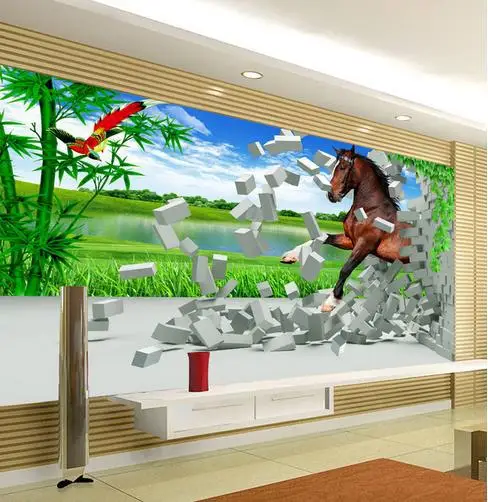 

3d wallpaper custom horse 3 d TV background wall paper