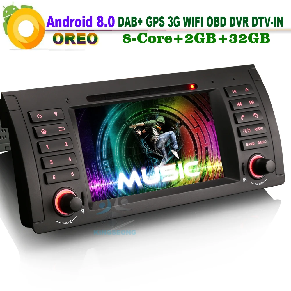 

Android 8.0 WiFi 3G DAB+ Radio Navi GPS Head Unit DVD DVR OBD RDS BT DTV-IN AUX CAM-IN Car GPS Navigation for BMW E39 E53 X5 M5