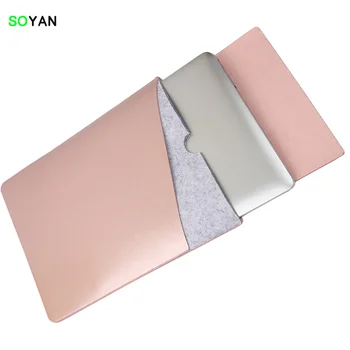 

Laptop bag case Soft Leather Sleeve for MacBook Pro Retina & Air 12 13 15 Dual Pocket with Safe Interior and Exterior Mouse Pad