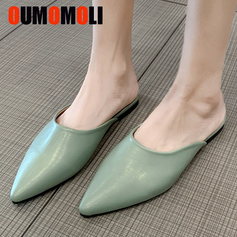

2019 the new fashion Ladies Flat Casual Summer Pointed Toe Slippers pu Fashion Low With Female Slippers f447