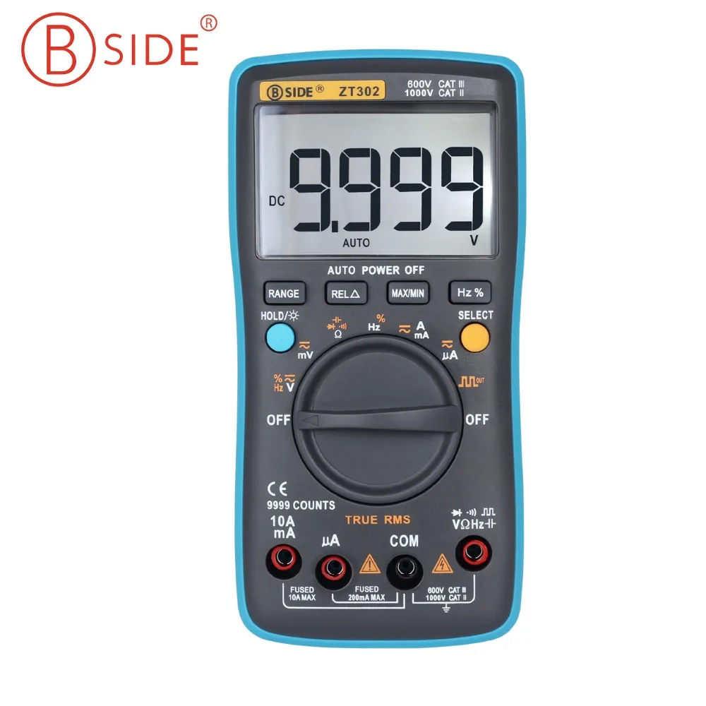 

Bside ZT302 True-RMS Auto Range Digital Multimeter Frequency Capacitance Tester Square Wave Output LCD Display Backlight