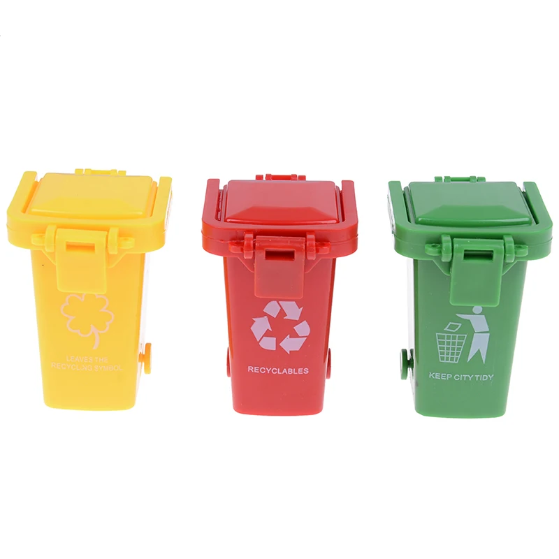 

3pcs/pack Children Toy Trash Can Mini Garbage Can Of Garbage Truck Storage Bucket Push Toy For Kids And Babies