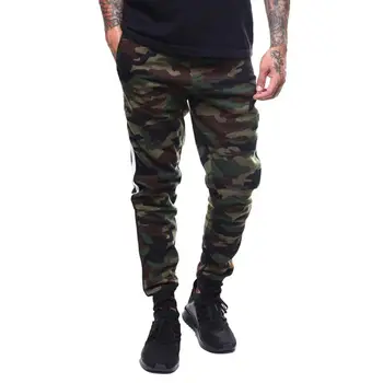 

New Men Camo Trousers Trendy Pants Side Striped Sweatpants Sport Casual Tracksuit Pencil Pants Elastic Ankle Bundle Pan