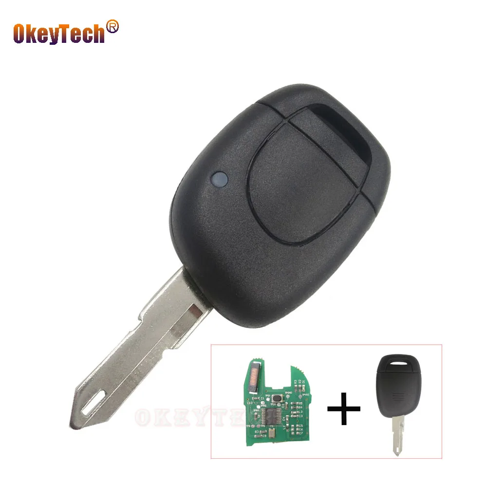 

OkeyTech 1 Button Uncut Blade Remote Control Car Key Shell For Renault Twingo Clio Kangoo Master with Chip ID46 433MHZ Fob Case