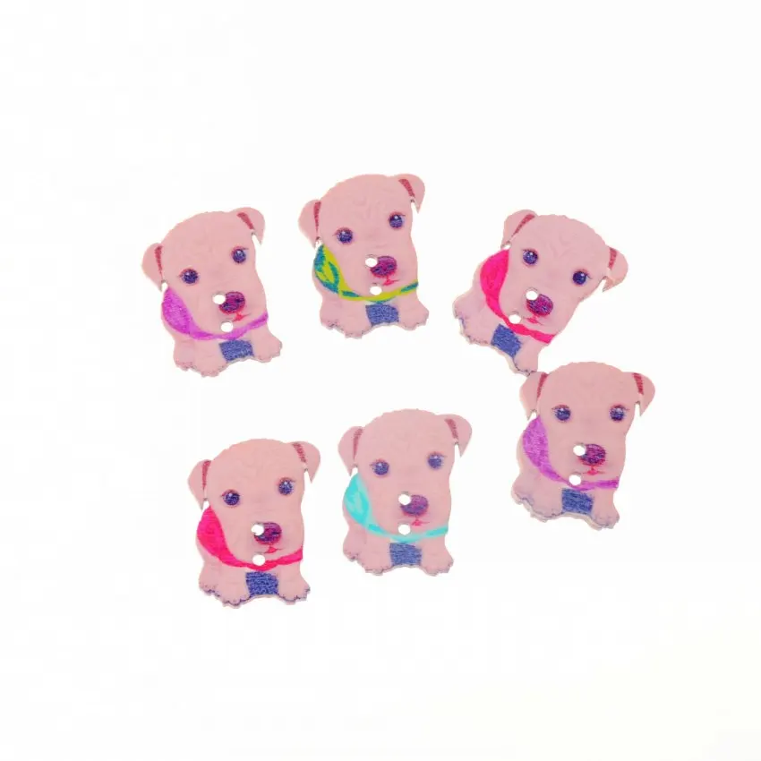 Free Shipping 50Pcs Random Mixed Decorative Buttons Lovely Dog 2 Holes